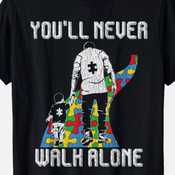 Father Son Family Autistic Kids Autism Awareness Dad T-Shirt - Picture 3 of 3